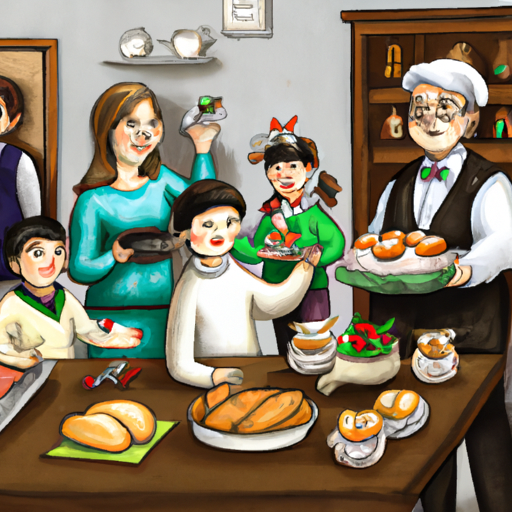 משפחה מאושרת נהנית מארוחה שהכין שף פרטי בביתה