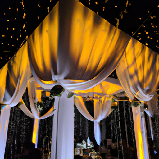 מקום חתונה מואר להפליא המציג את האפקט הטרנספורמטיבי של האורות
